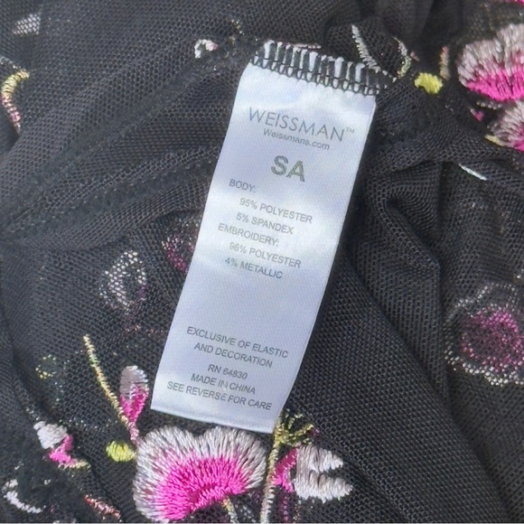 Weissman Black Floral Sheer Embroidered Metallic  Over Top Extra Small - Picture 6 of 9